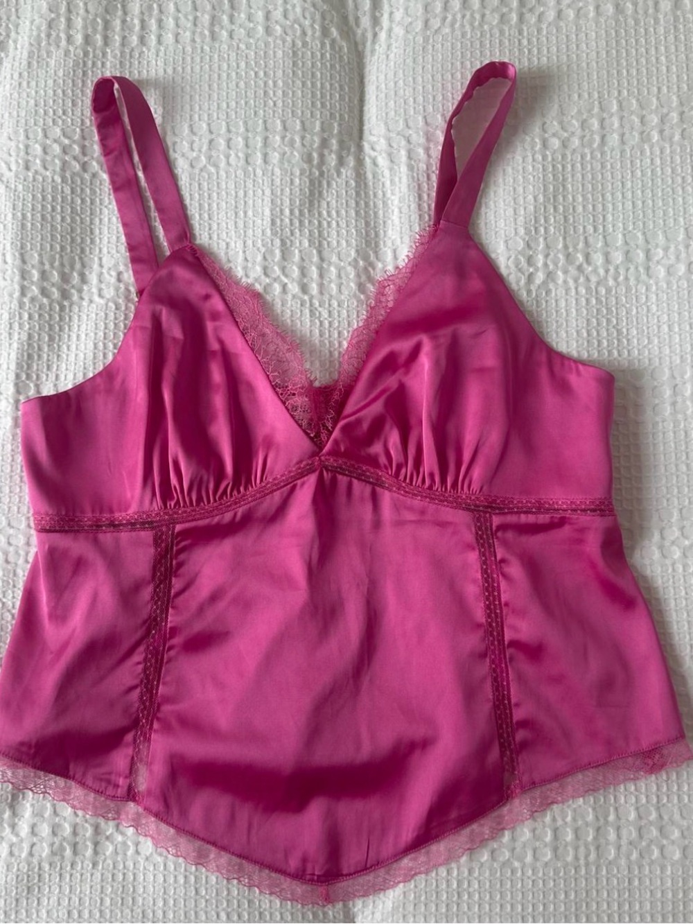 Lace-Trim Satin Corset in pink